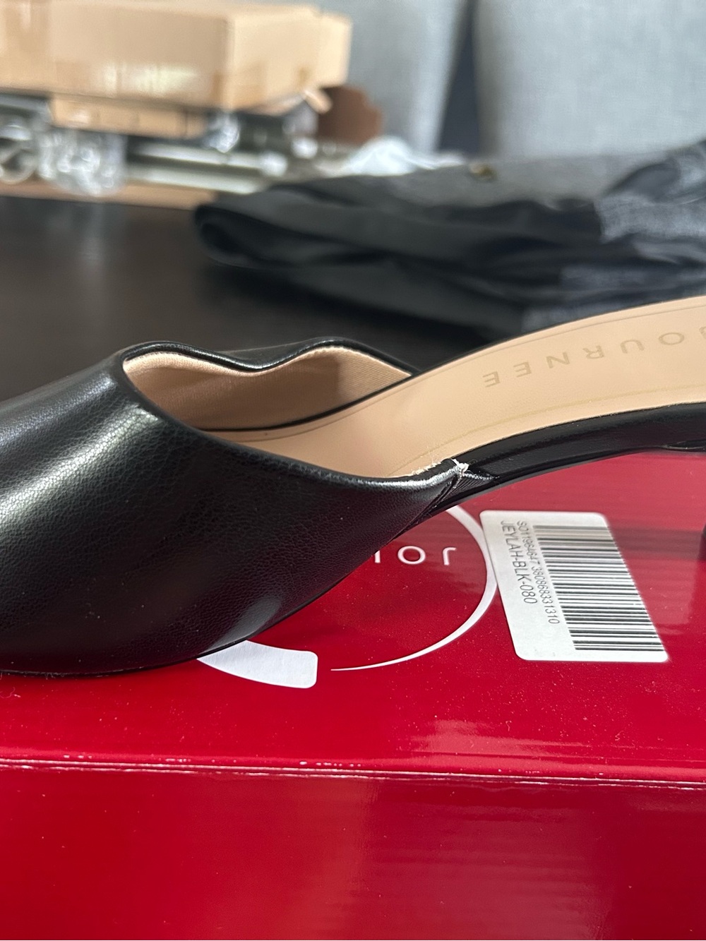 Black Leather Slip-On Women’s Mule